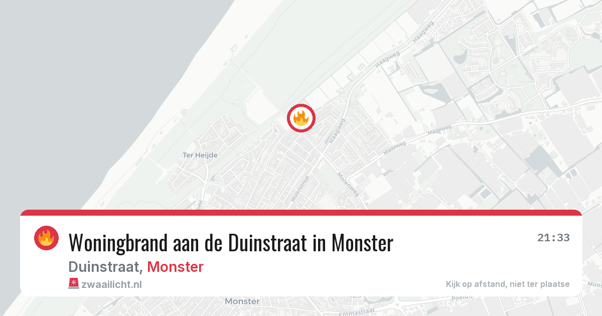 Woningbrand aan de Duinstraat in Monster — 26 jun 2026