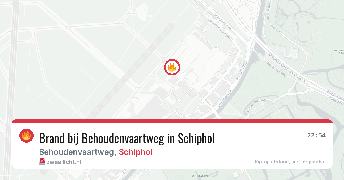 Brand bij Behoudenvaartweg in Schiphol — 19 mei 2026