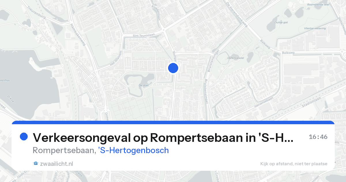 Verkeersongeval op Rompertsebaan in 'S-Hertogenbosch — 25 aug 2026
