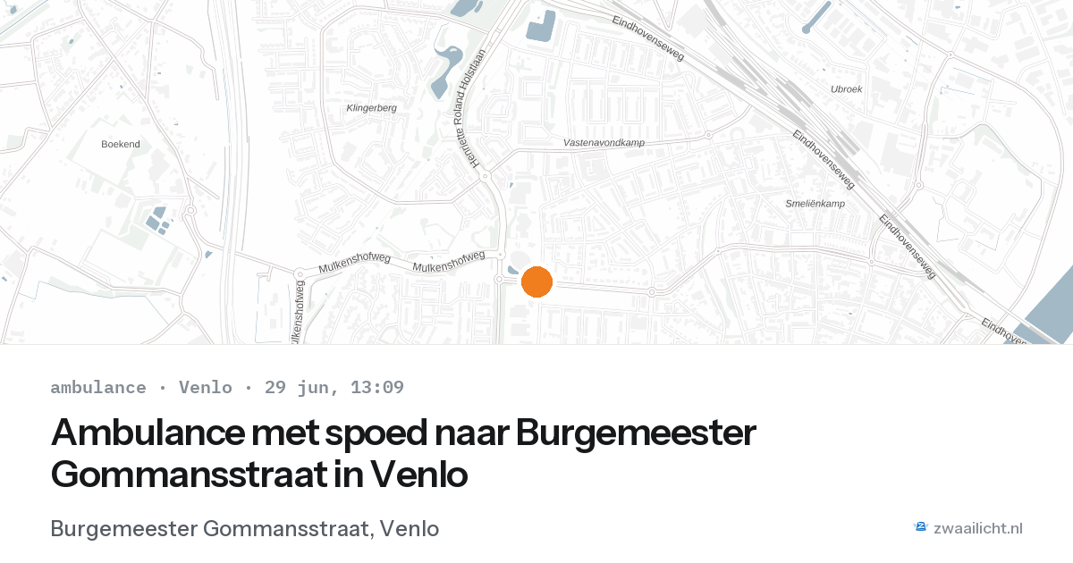 Ambulance met spoed naar Burgemeester Gommansstraat in Venlo — 29 jun 2026