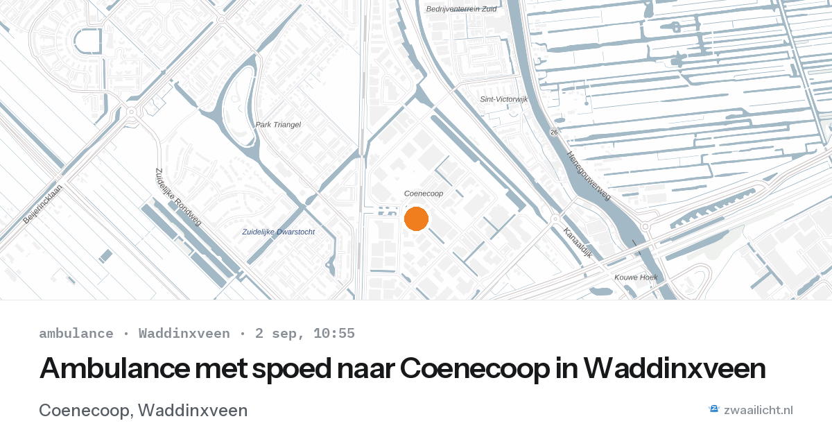 Ambulance met spoed naar Coenecoop in Waddinxveen — 2 sep 2026
