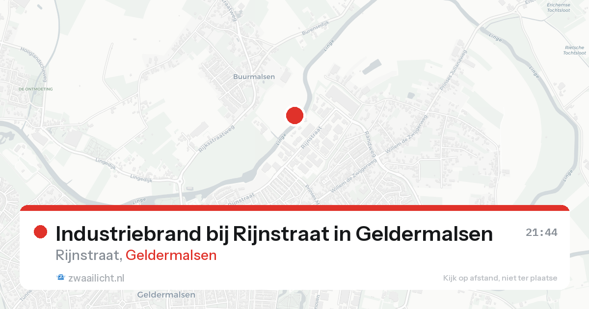 Industriebrand bij Rijnstraat in Geldermalsen — 17 aug 2026