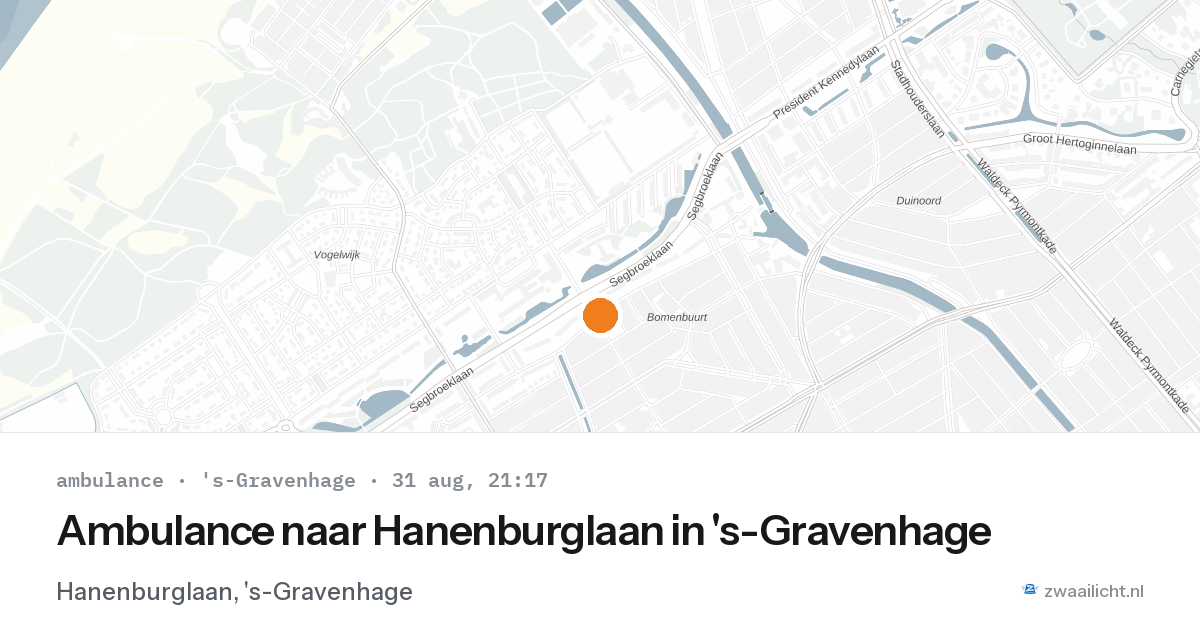 Ambulance naar Hanenburglaan in 's-Gravenhage — 31 aug 2026