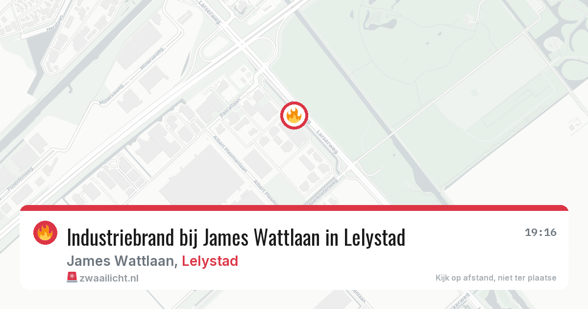 Industriebrand bij James Wattlaan in Lelystad — 30 jul 2026