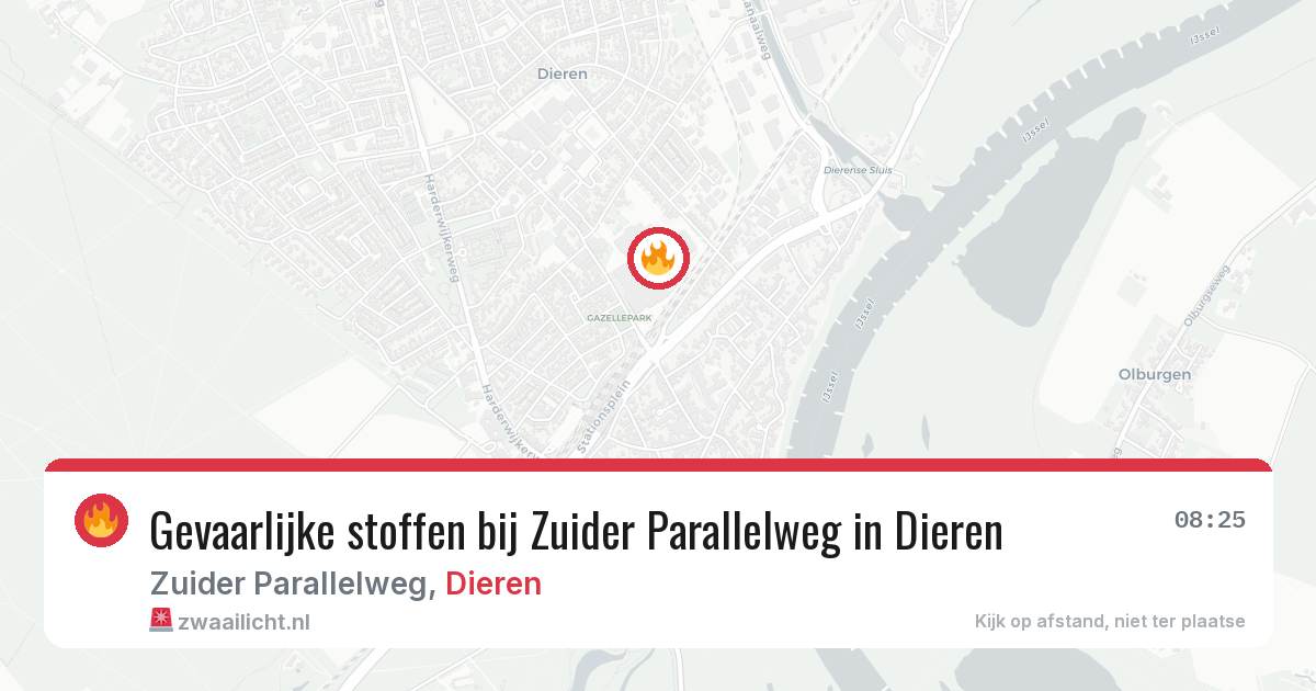 Gevaarlijke stoffen bij Zuider Parallelweg in Dieren — 20 jul 2026