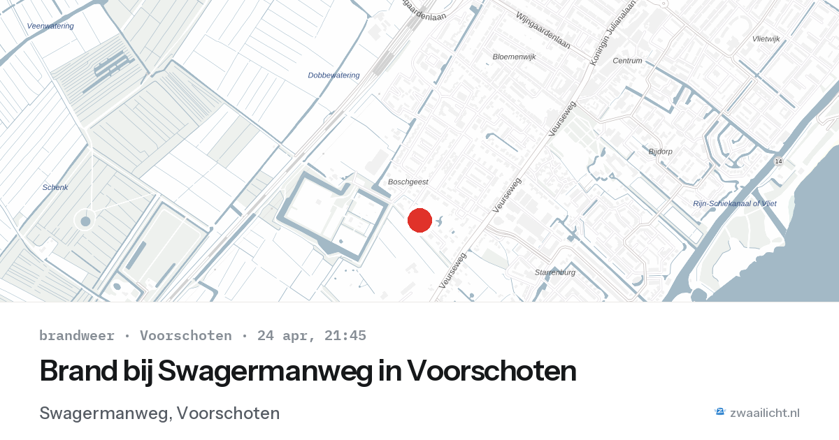 Brand bij Swagermanweg in Voorschoten — 24 apr 2026