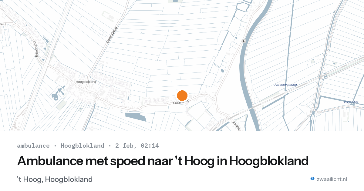 Ambulance met spoed naar 't Hoog in Hoogblokland — 2 feb 2026