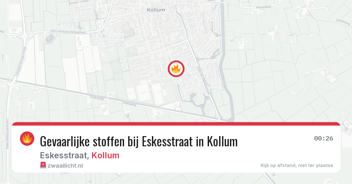 Gevaarlijke stoffen bij Eskesstraat in Kollum — 3 jul 2026