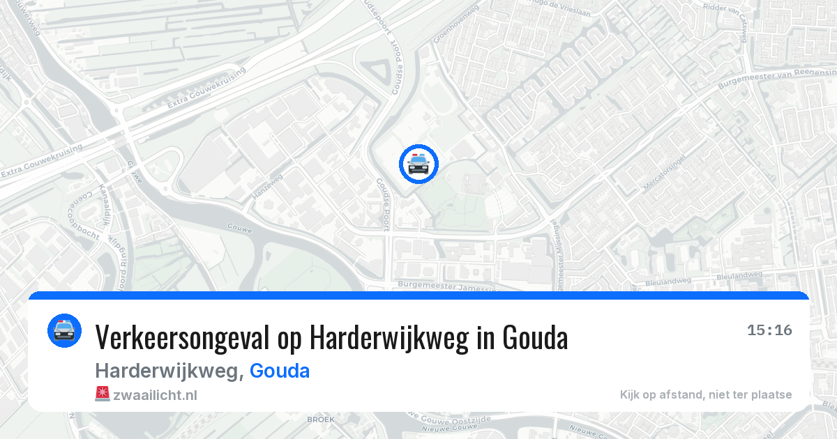 Verkeersongeval op Harderwijkweg in Gouda — 9 jun 2026
