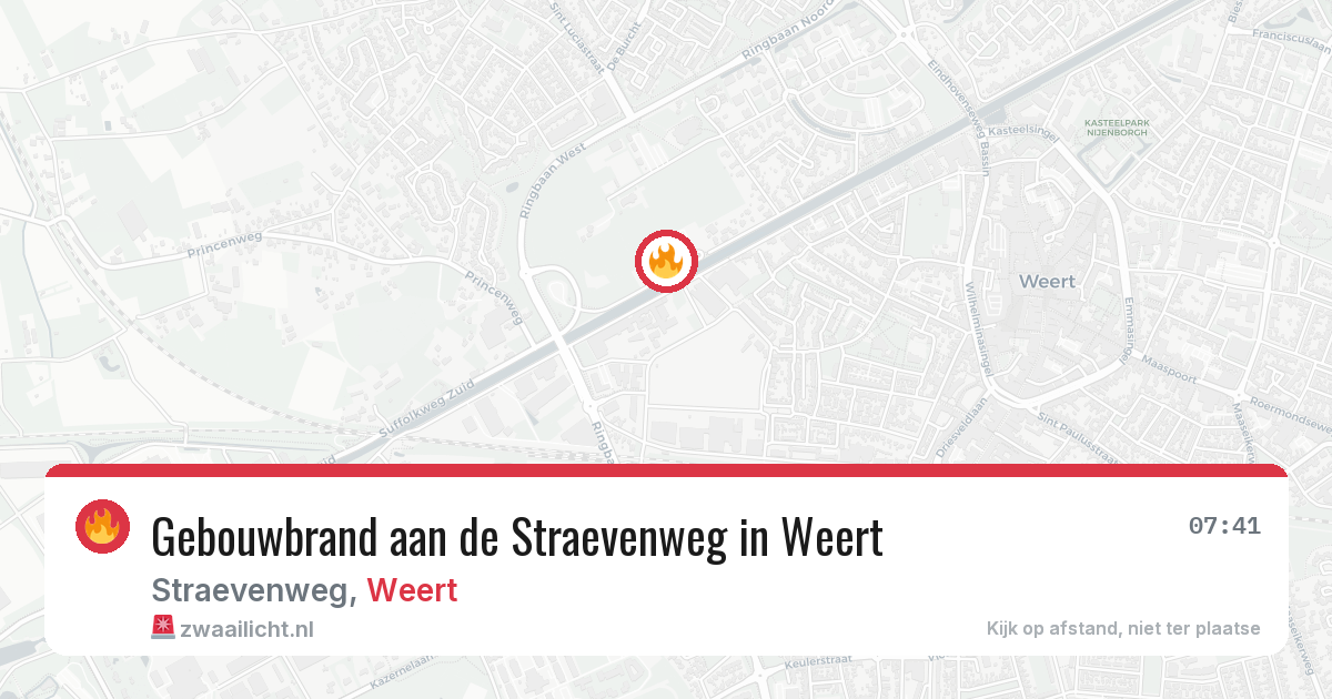 Gebouwbrand aan de Straevenweg in Weert — 27 jul 2026