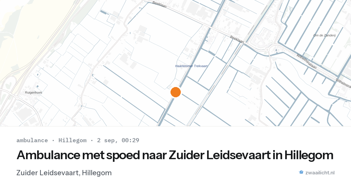 Ambulance met spoed naar Zuider Leidsevaart in Hillegom — 1 sep 2026