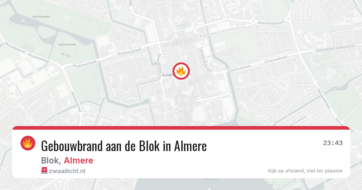 Gebouwbrand aan de Blok in Almere — 26 jun 2026