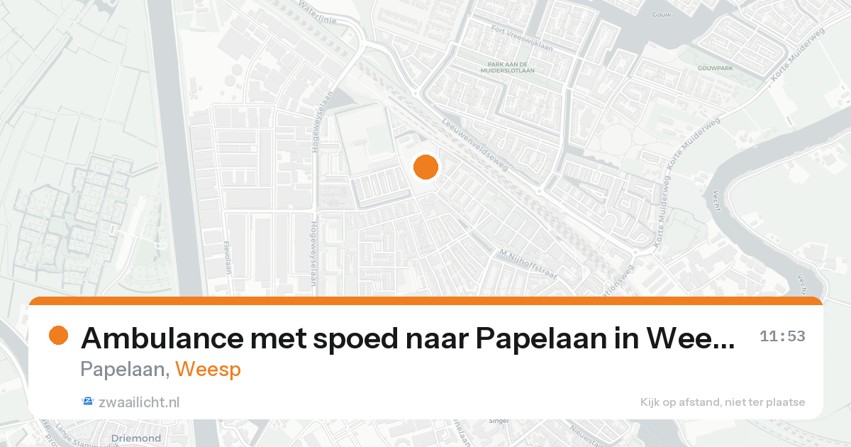 Ambulance met spoed naar Papelaan in Weesp — 25 aug 2026