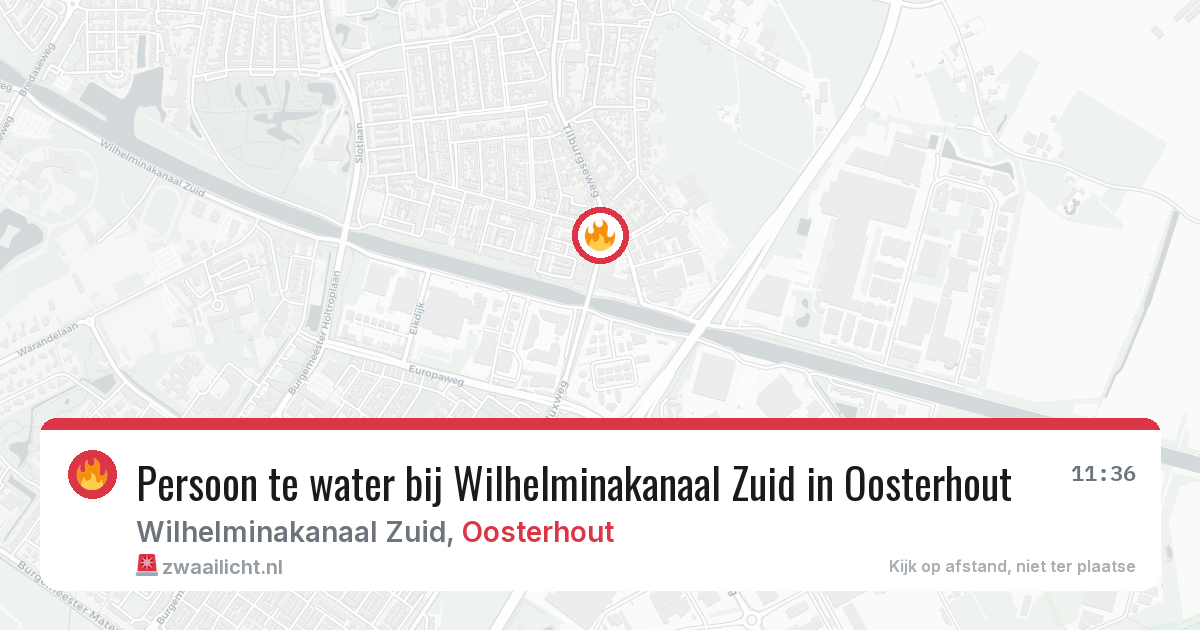 Persoon te water bij Wilhelminakanaal Zuid in Oosterhout — 7 aug 2026