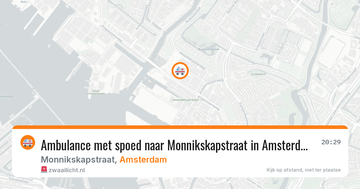 Ambulance met spoed naar Monnikskapstraat in Amsterdam — 21 jun 2026