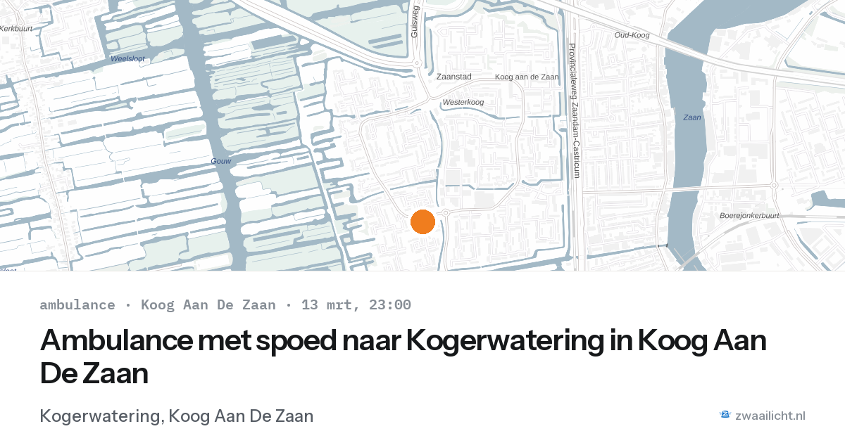 Ambulance met spoed naar Kogerwatering in Koog Aan De Zaan — 13 mrt 2026