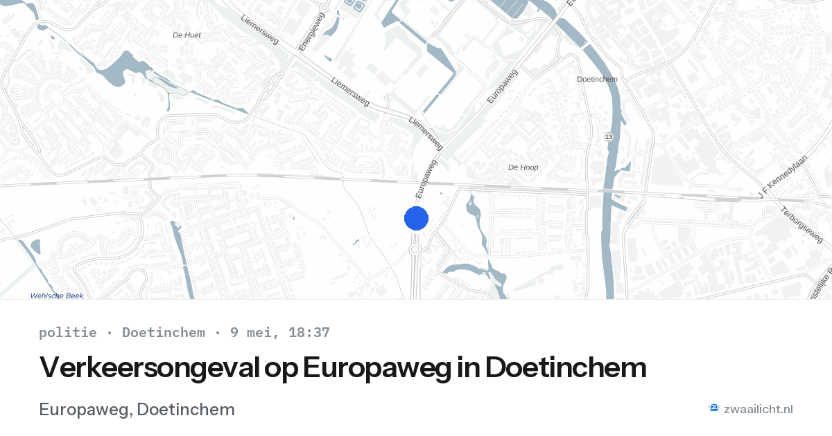 Verkeersongeval op Europaweg in Doetinchem — 9 mei 2026