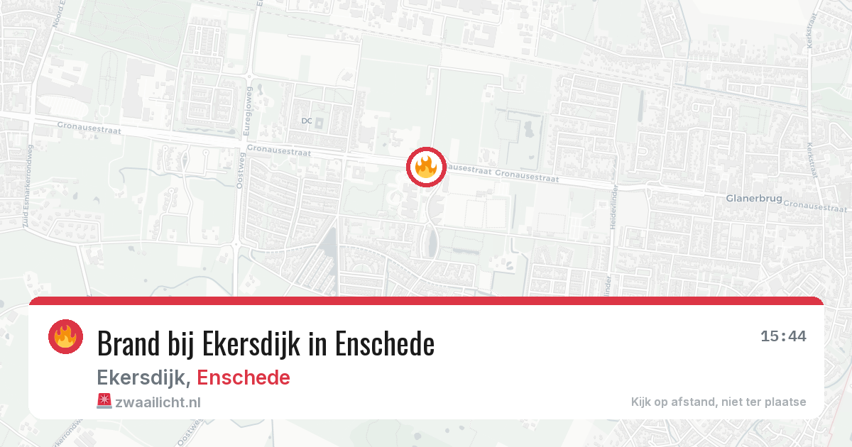 Brand bij Ekersdijk in Enschede — 9 aug 2026