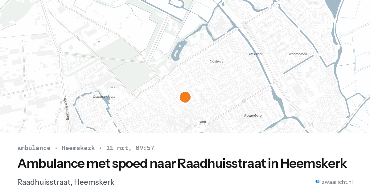 Ambulance met spoed naar Raadhuisstraat in Heemskerk — 11 mrt 2026