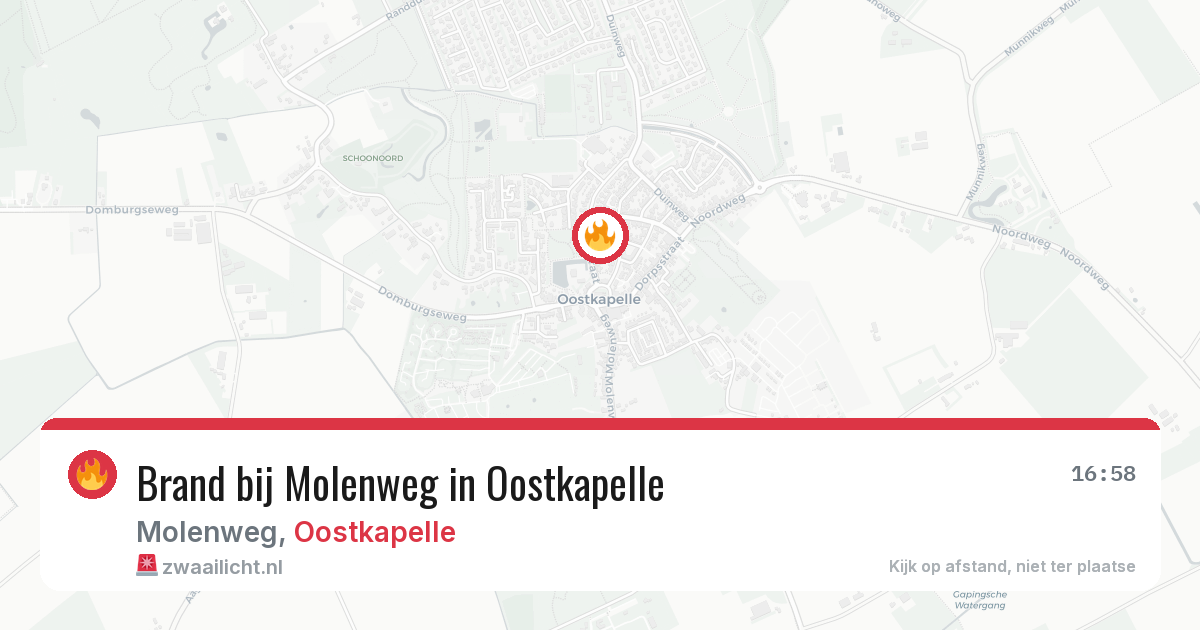 Brand bij Molenweg in Oostkapelle — 24 jun 2026