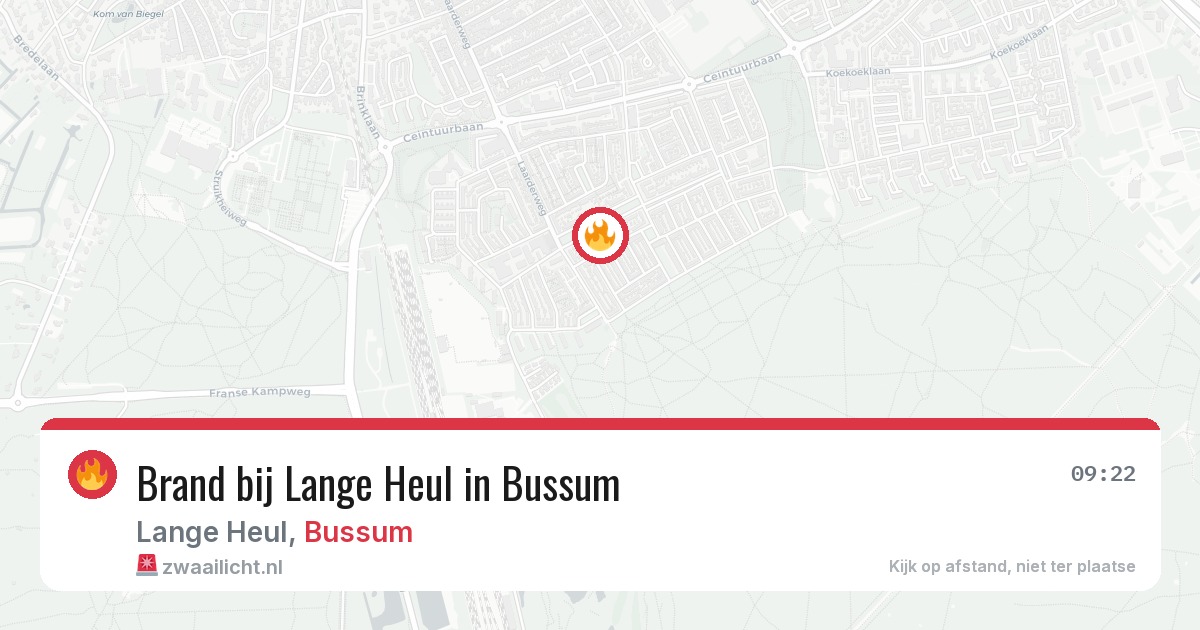 Brand bij Lange Heul in Bussum — 19 jun 2026