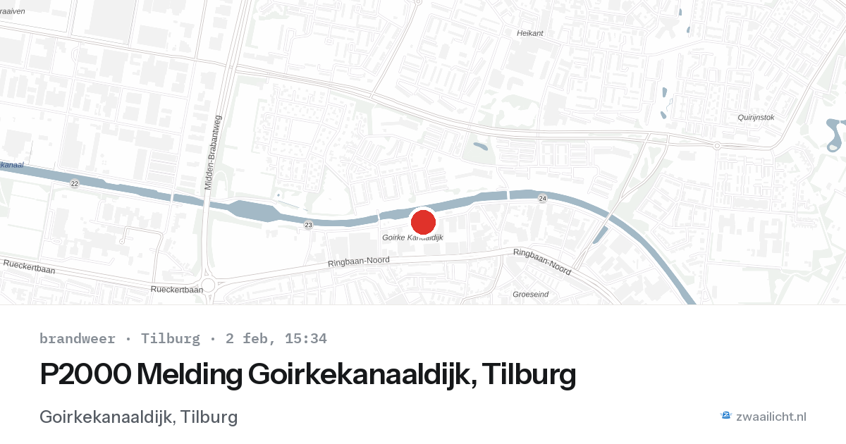 P2000 Melding Goirkekanaaldijk, Tilburg — 2 feb 2026
