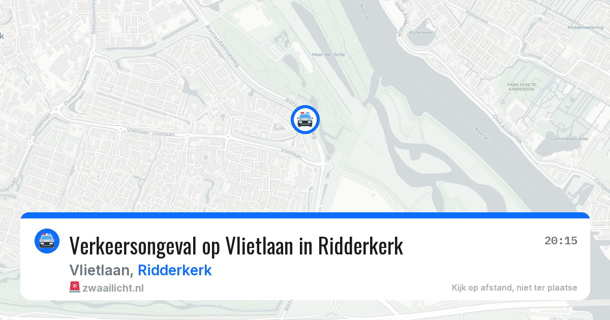 Verkeersongeval op Vlietlaan in Ridderkerk — 3 aug 2026