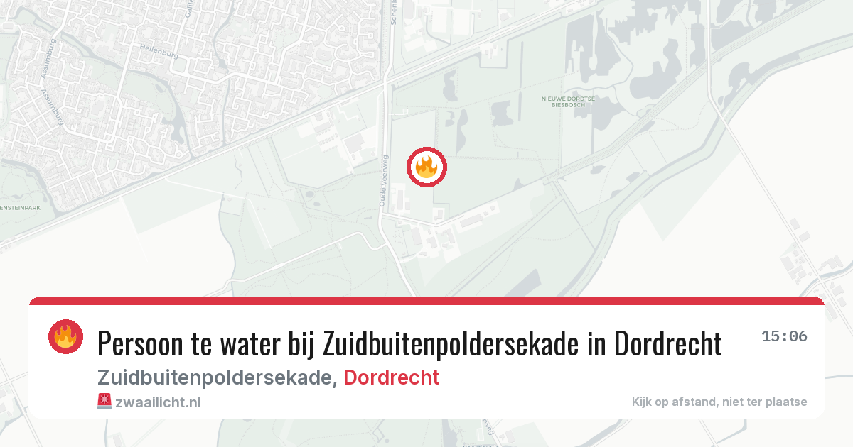 Persoon te water bij Zuidbuitenpoldersekade in Dordrecht — 14 aug 2026