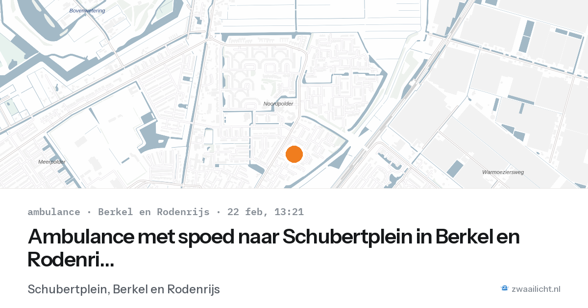 Ambulance met spoed naar Schubertplein in Berkel en Rodenrijs — 22 feb 2026