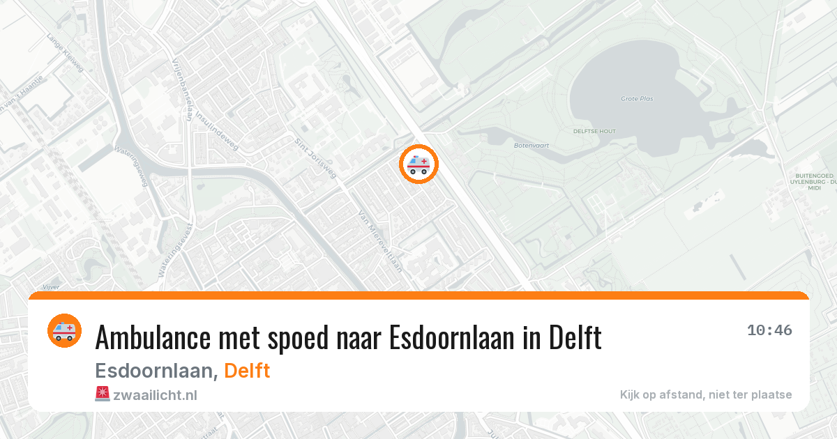 Ambulance met spoed naar Esdoornlaan in Delft — 2 aug 2026