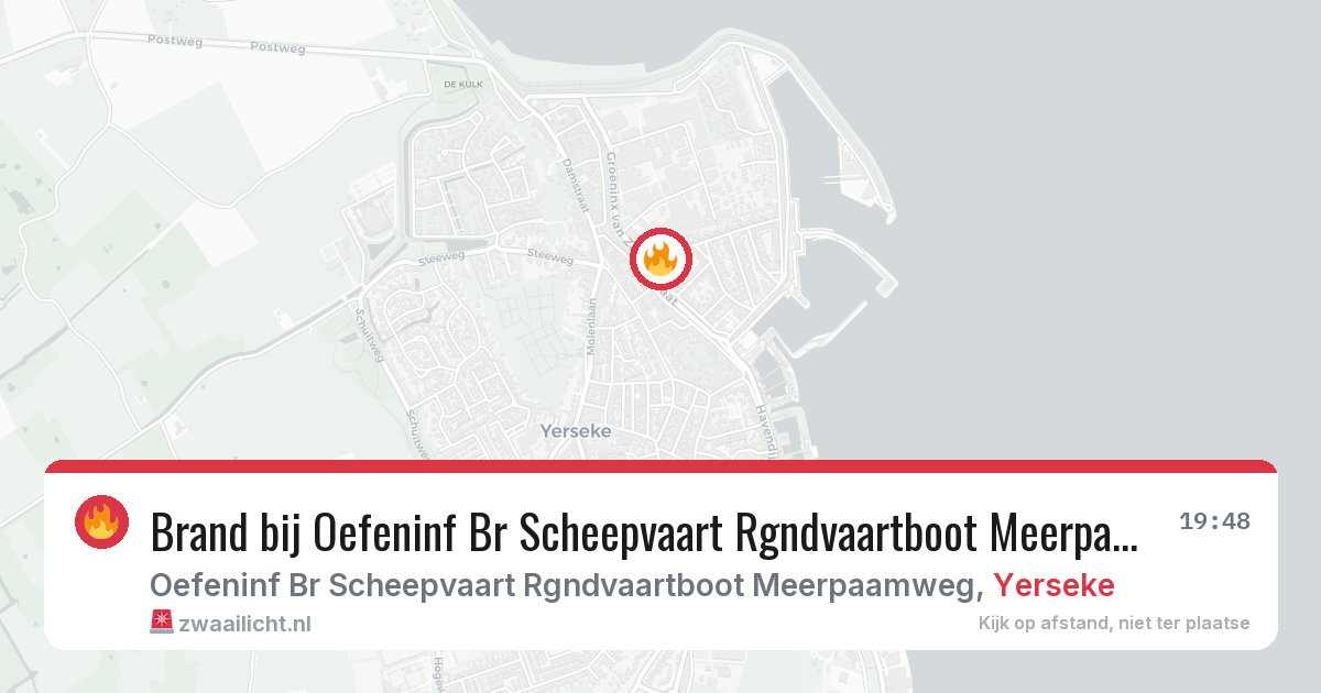 Brand bij Oefeninf Br Scheepvaart Rgndvaartboot Meerpaamweg in Yerseke — 15 jun 2026