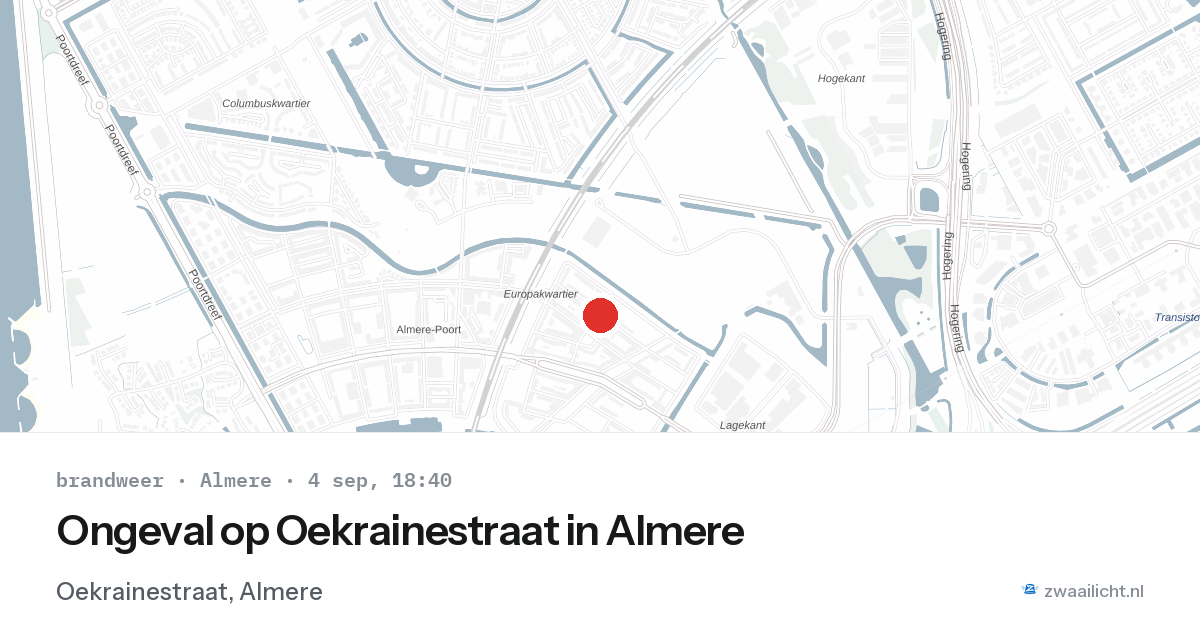 Ongeval op Oekrainestraat in Almere — 4 sep 2026