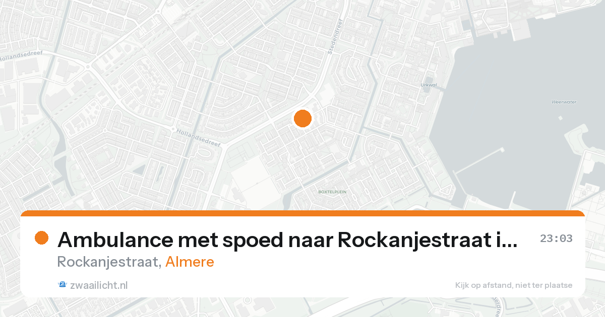 Ambulance met spoed naar Rockanjestraat in Almere — 20 aug 2026
