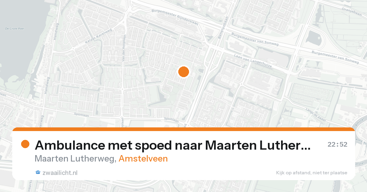 Ambulance met spoed naar Maarten Lutherweg in Amstelveen — 16 aug 2026