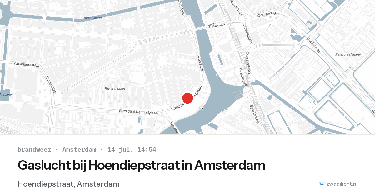 Gaslucht bij Hoendiepstraat in Amsterdam — 14 jul 2026