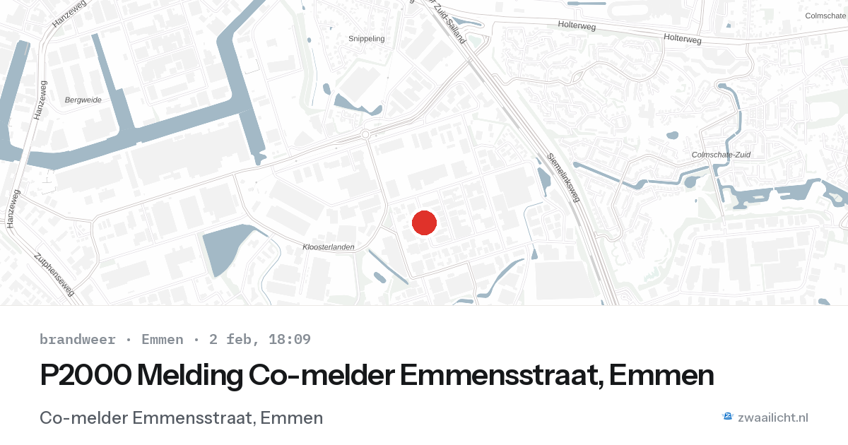 P2000 Melding Co-melder Emmensstraat, Emmen — 2 feb 2026