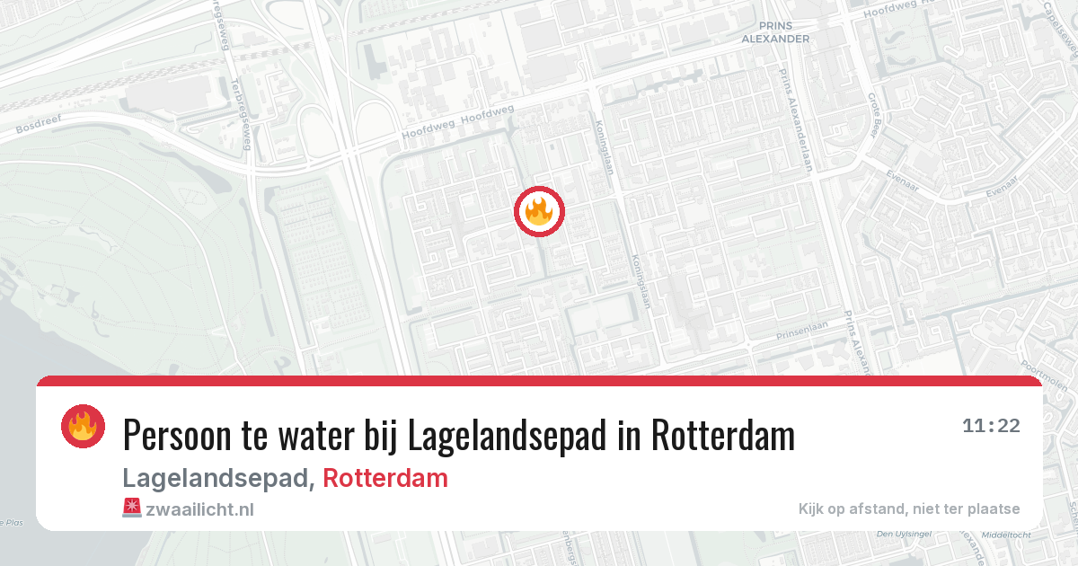 Persoon te water bij Lagelandsepad in Rotterdam — 11 jun 2026