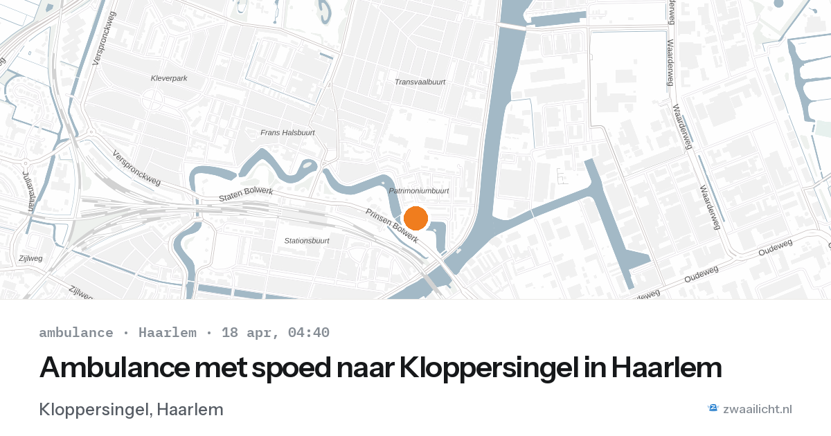 Ambulance met spoed naar Kloppersingel in Haarlem — 18 apr 2026