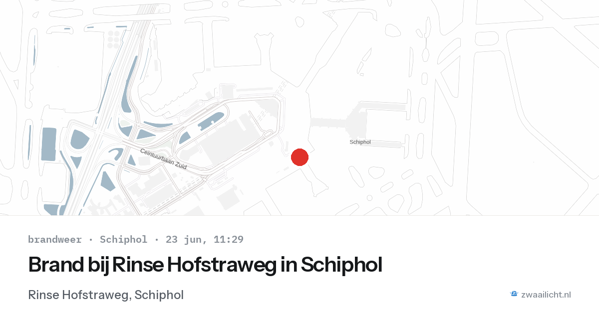 Brand bij Rinse Hofstraweg in Schiphol — 23 jun 2026