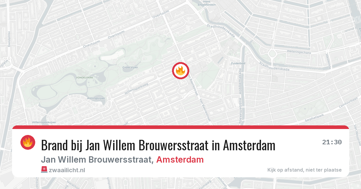 Brand bij Jan Willem Brouwersstraat in Amsterdam — 18 jul 2026