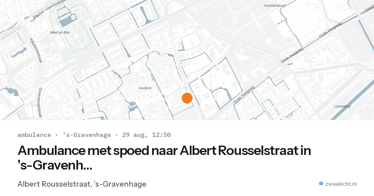 Ambulance met spoed naar Albert Rousselstraat in 's-Gravenhage — 29 aug 2026