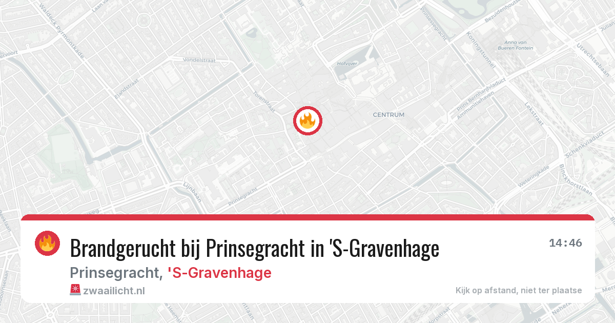 Brandgerucht bij Prinsegracht in 'S-Gravenhage — 24 jun 2026