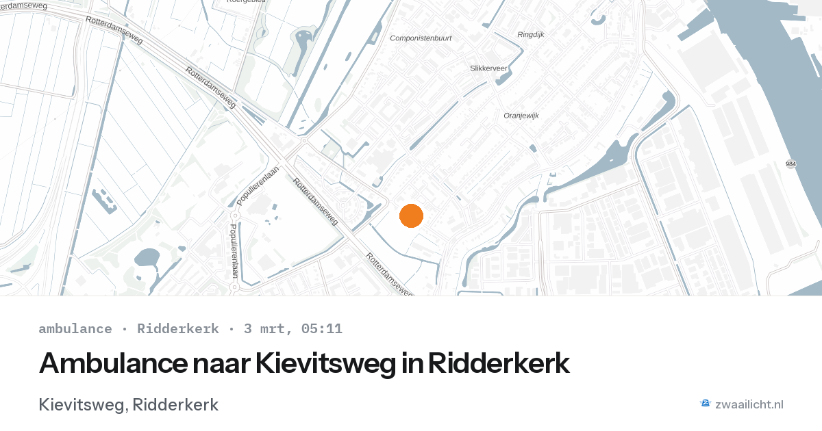 Ambulance naar Kievitsweg in Ridderkerk — 3 mrt 2026