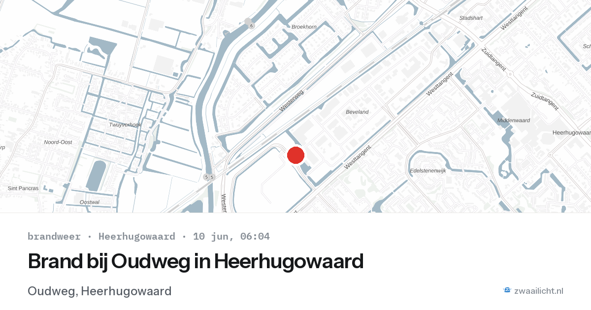 Brand bij Oudweg in Heerhugowaard — 10 jun 2026