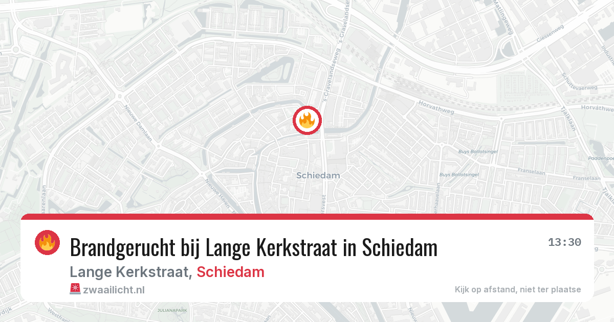 Brandgerucht bij Lange Kerkstraat in Schiedam — 27 jun 2026