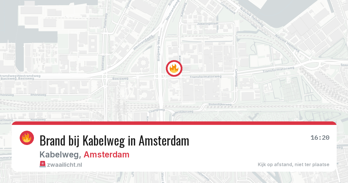 Brand bij Kabelweg in Amsterdam — 22 jun 2026