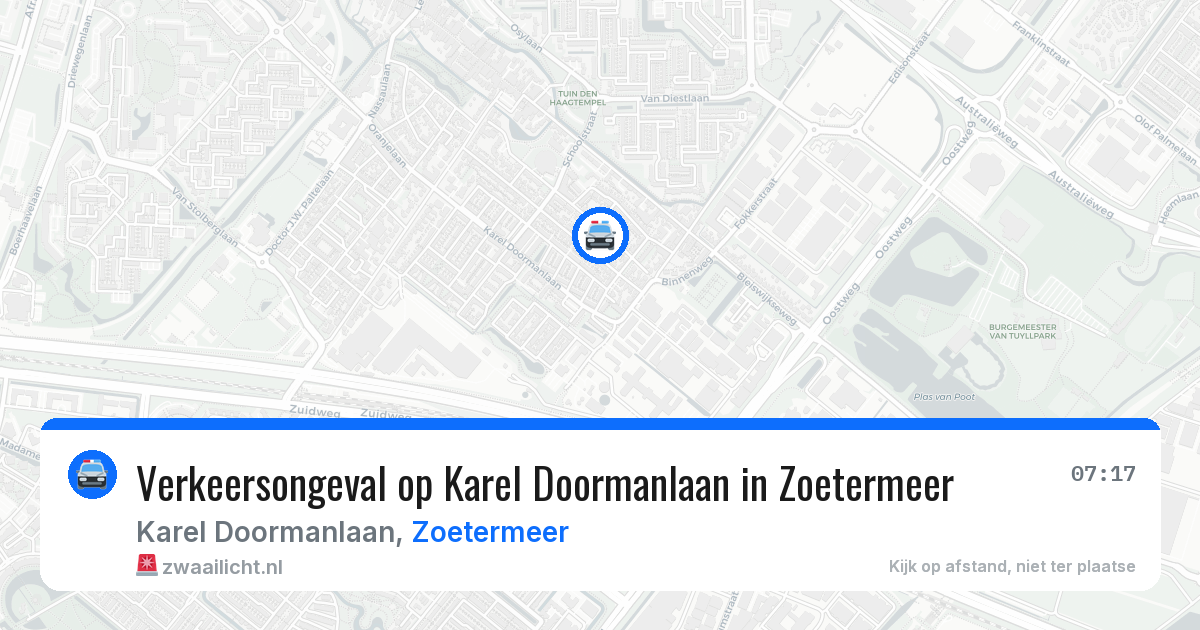 Verkeersongeval op Karel Doormanlaan in Zoetermeer — 19 mrt 2026