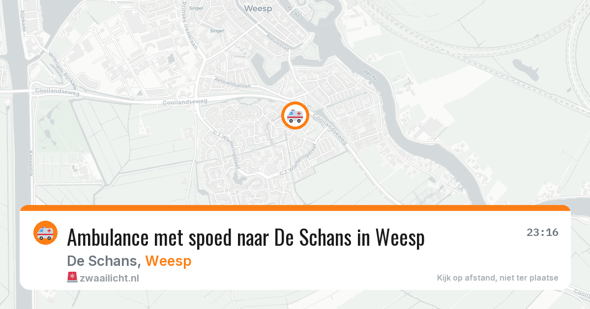 Ambulance met spoed naar De Schans in Weesp — 14 jul 2026