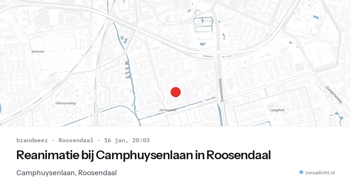 Reanimatie bij Camphuysenlaan in Roosendaal — 16 jan 2026