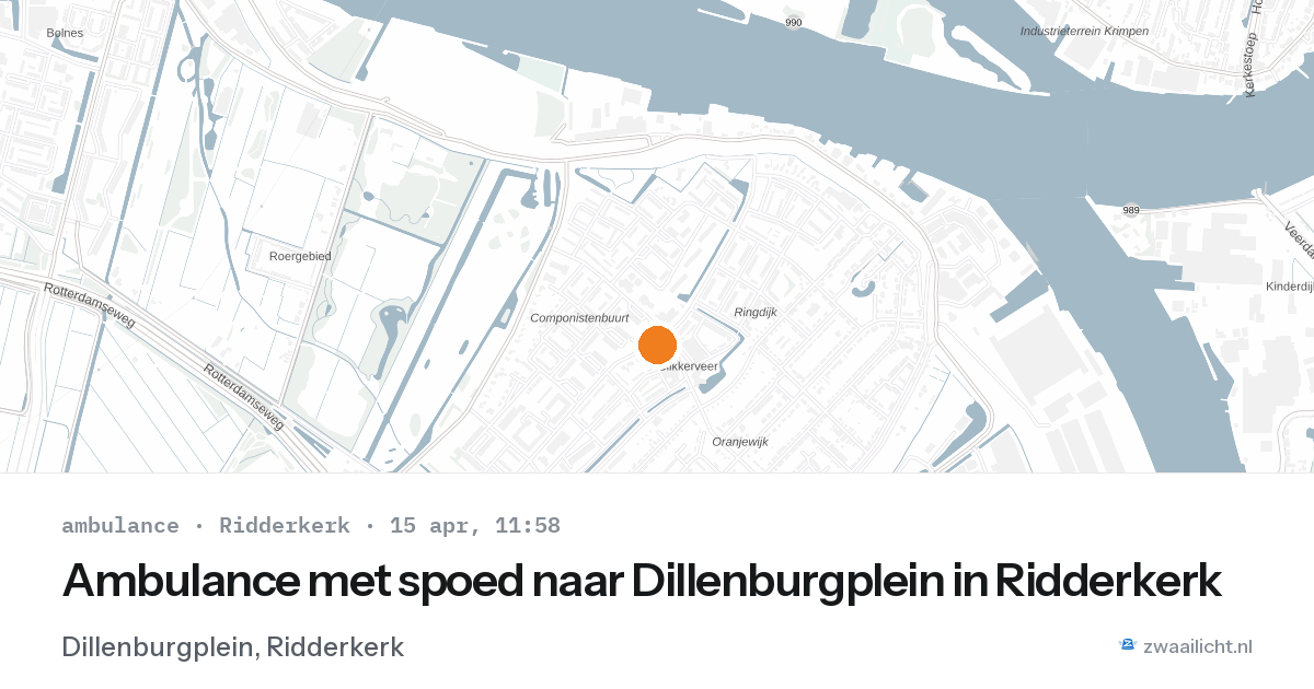 Ambulance met spoed naar Dillenburgplein in Ridderkerk — 15 apr 2026